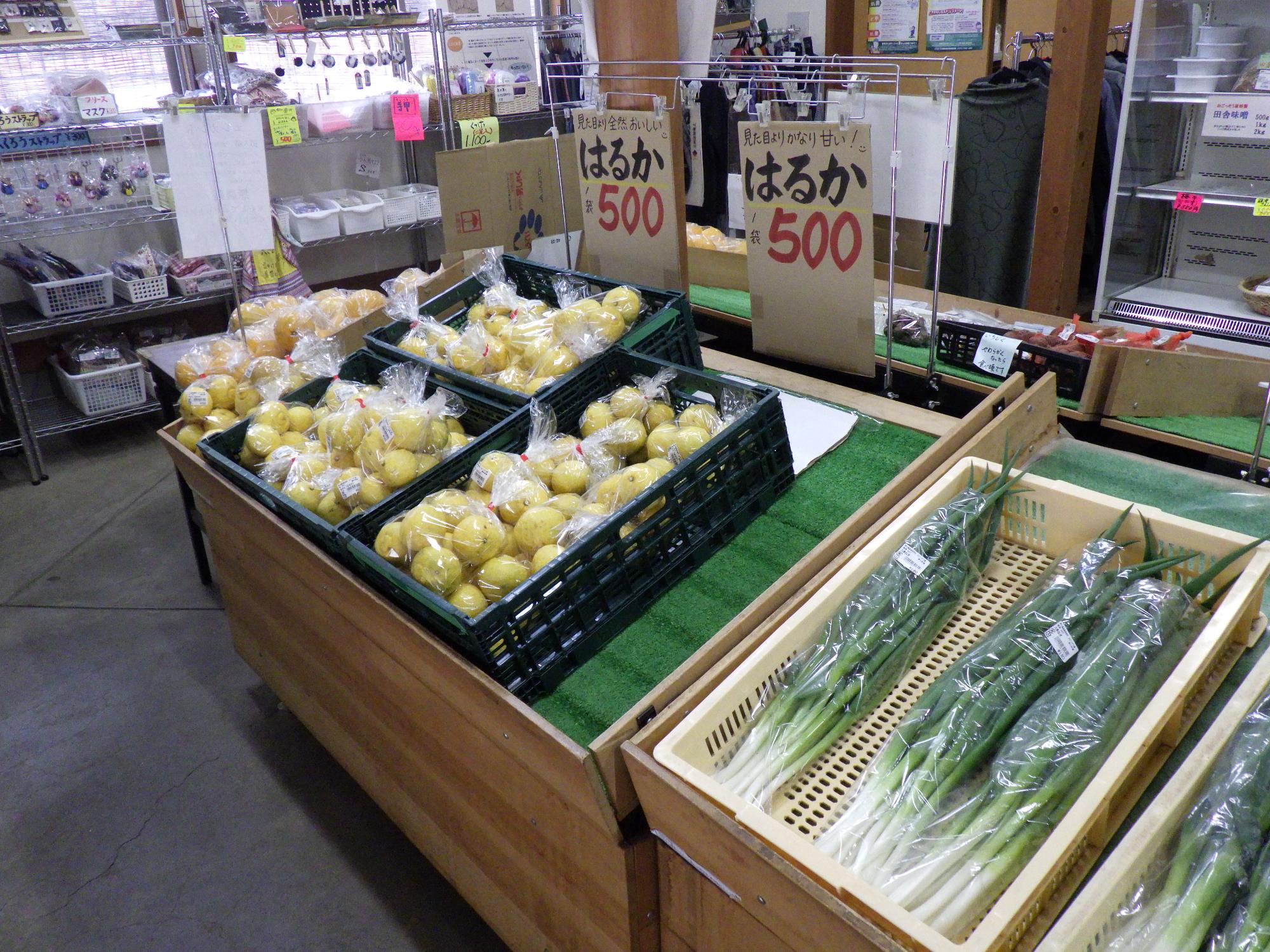 芦川農産物直売所の店頭
